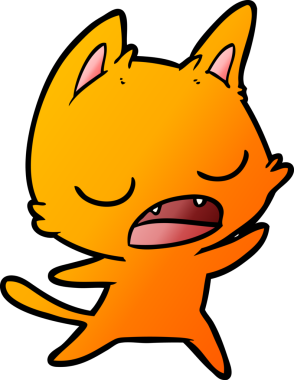 Bir insan tarafından çizilmiş konuşan kedi çizgi filmi.