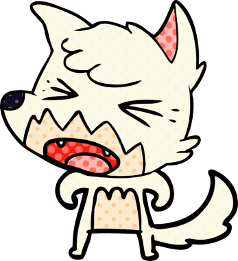 Bir insan tarafından çizilmiş kızgın çizgi film tilkisi.