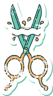 Bir insan tarafından çizilmiş berber makasının sembolik dövmeli görüntüsü