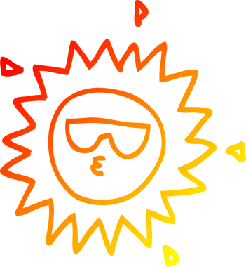 Bir insan tarafından çizilen çizgi film güneşinin sıcak çizgi çizimi