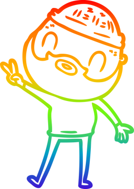 Gökkuşağı gradyan çizgi çizimi bir insan tarafından çizilmiş sakallı bir adamın