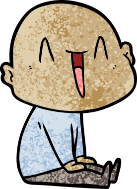 Bir insan tarafından çizilmiş mutlu, kel adam.