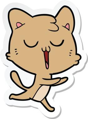 Bir insan tarafından çizilmiş çizgi film kedisinin çıkartması.