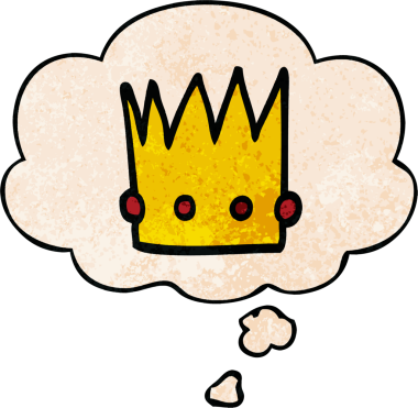 Bir insan tarafından çizilmiş grunge desenli düşünce baloncuklu çizgi film tacı.