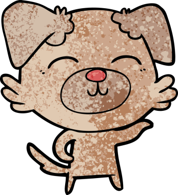 Bir insan tarafından çizilmiş çizgi film köpeği.