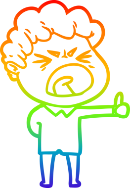 Bir insan tarafından çizilmiş öfkeli bir adamın çizdiği gökkuşağı gradyan çizgisi.