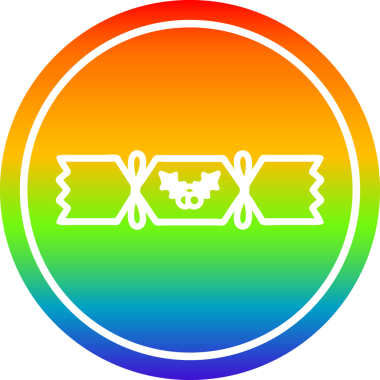 Yılbaşı krakeri gökkuşağı gradyan bir insan tarafından çizilmiş dairesel simge