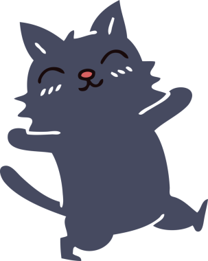 Bir insan tarafından çizilmiş garip çizgi film kedisi.