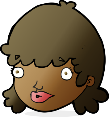 Bir insan tarafından çizilmiş, şaşırmış bir kadın yüzü.