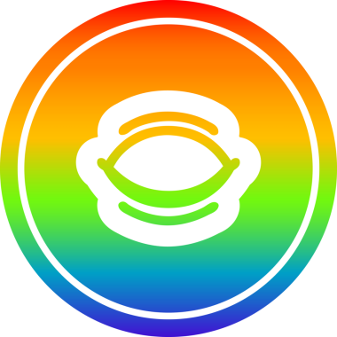 Gökkuşağı gradyan bir insan tarafından çizilmiş kapalı göz dairesel simgesi