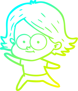 Bir insan tarafından çizilmiş mutlu çizgi film kızı çizimi.