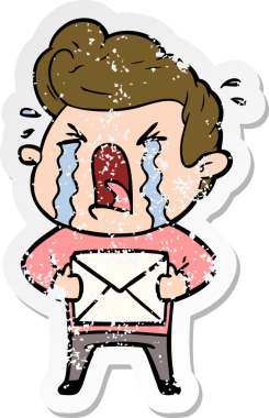 Bir insan tarafından çizilmiş ağlayan bir karikatür çıkartması.