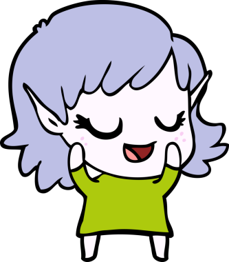 Bir insan tarafından çizilmiş mutlu elf kızı.