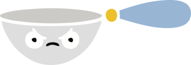 Bir insan tarafından çizilmiş bir kaşığın düz renkli retro karikatürü