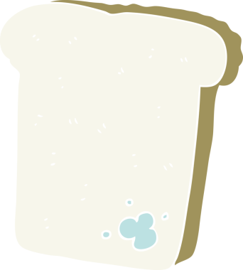 Bir insan tarafından çizilmiş küflü ekmeğin düz renk çizimi