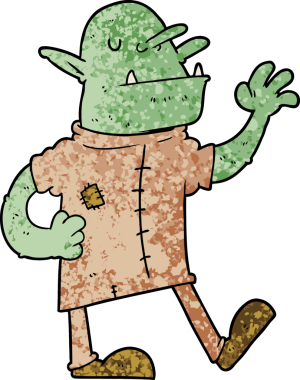 Bir insan tarafından çizilmiş çizgi film cinleri.