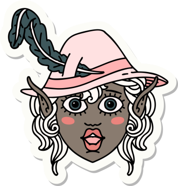 Bir insan tarafından çizilmiş bir elf şair karakteri çıkartması.