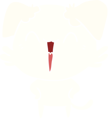 Mutlu küçük köpek düz renkli çizgi film bir insan tarafından çizildi.