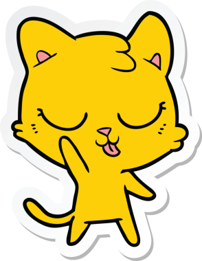 Bir insan tarafından çizilmiş çizgi film kedisinin çıkartması.