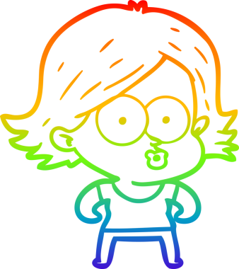 Gökkuşağı gradyan çizimi Bir insan tarafından çizilen çizgi film kızı