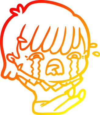 Bir insan tarafından çizilmiş ağlayan çizgi film kızı çizimi.