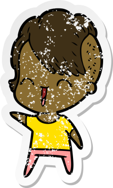 Bir insan tarafından çizilmiş mutlu bir hippi kızın sıkıntılı çıkartması.