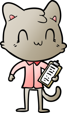 Bir insan tarafından çizilmiş mutlu bir kedi.