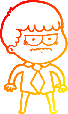 Bir insan tarafından çizilmiş, kızgın bir çizgi film karakteri.