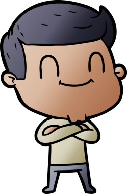 Bir insan tarafından çizilmiş çizgi film dostu bir adam.