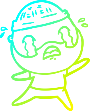 Bir insan tarafından çizilmiş ağlayan sakallı bir adamın çizdiği soğuk çizgi.