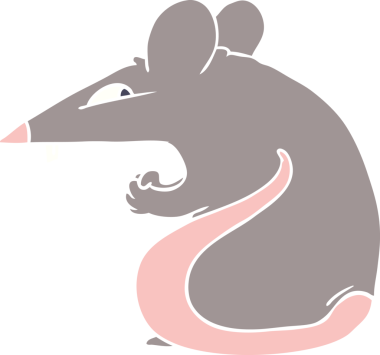 Bir insan tarafından çizilmiş düz renkli çizgi film faresi.