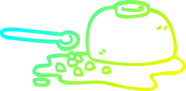 Bir çizgi filmin soğuk gradyan çizimi bir insan tarafından çizilmiş mısır gevreği kasesi.