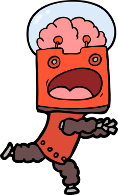 Bir insan tarafından çizilmiş çizgi film robotu