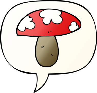 bir insan tarafından çizilmiş düzgün eğimli konuşma baloncuklu mantar mantarı.