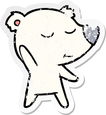 Bir insan tarafından çizilmiş mutlu bir kutup ayısının sıkıntılı çıkartması.