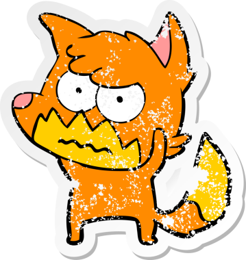 Bir insan tarafından çizilmiş, sıkıntılı bir çizgi film çıkartması.