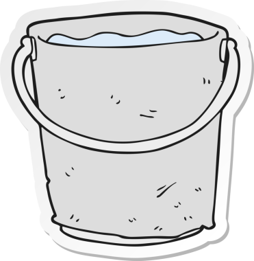 Bir insan tarafından çizilmiş bir kova suyun çıkartması.