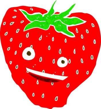 Bir insan tarafından çizilmiş çilek çizgi filmi.