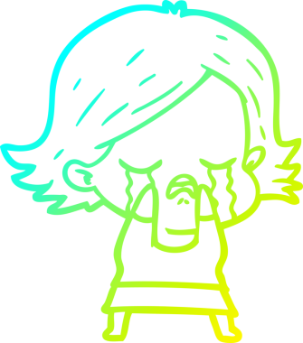 Bir insan tarafından çizilmiş ağlayan bir çizgi film kızı çizimi.