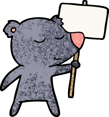 Bir insan tarafından çizilmiş protestolu çizgi film karakteri.