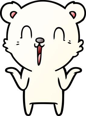 Mutlu çizgi film kutup ayısı bir insan tarafından çizilmiş tasasız