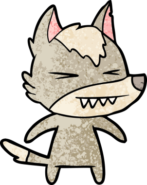 Bir insan tarafından çizilmiş kızgın kurt çizgi filmi.