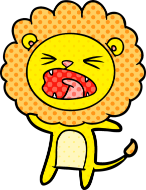 Bir insan tarafından çizilmiş çizgi film aslanı.