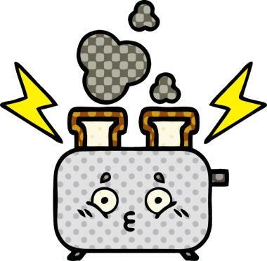 Bir insan tarafından çizilmiş bir ekmek kızartma makinesinin çizgi filmi.