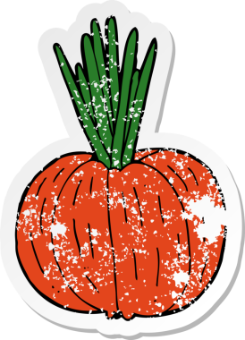 Bir insan tarafından çizilmiş sebze çizgi filminin sıkıntılı çıkartması.