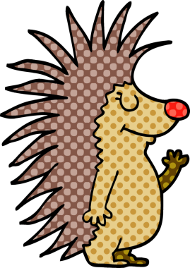 Bir insan tarafından çizilmiş çivili kirpi.