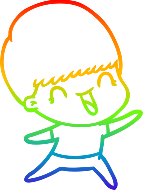 gökkuşağı gradyanı çizimi bir insan tarafından çizilmiş mutlu bir çizgi film çocuğu