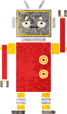 Bir insan tarafından çizilmiş bir robotun retro çizim tarzı karikatürü