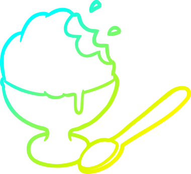 Bir insan tarafından çizilmiş dondurmalı tatlının soğuk gradyan çizgisi.