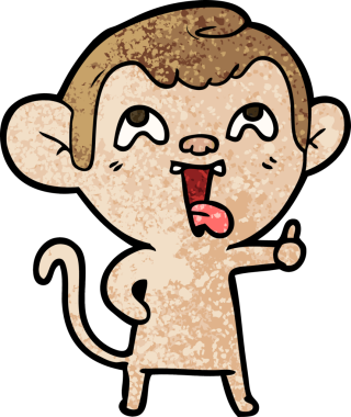 Bir insan tarafından çizilmiş çılgın çizgi film maymunu